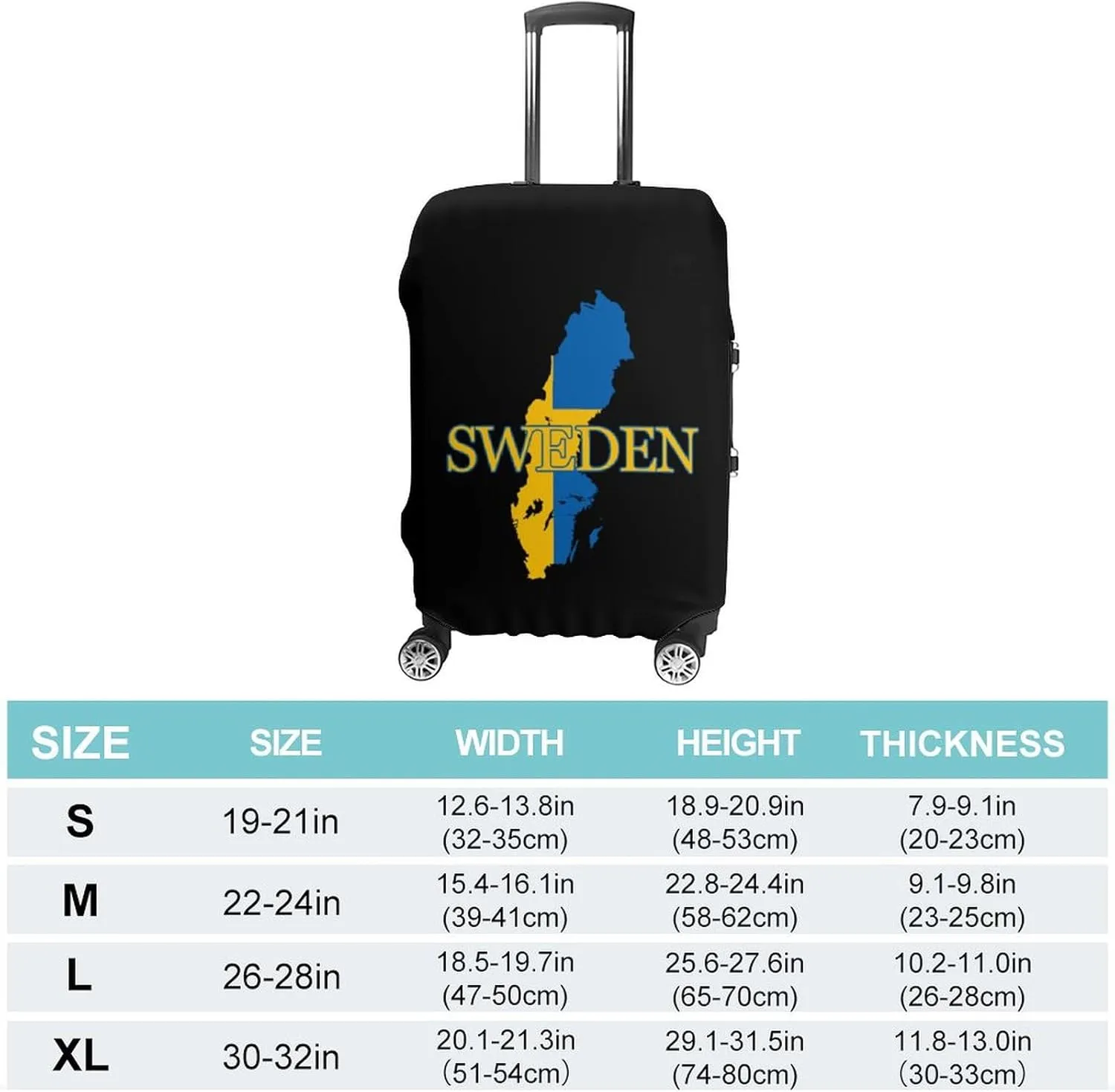 Sweden Flag Swedish Map Luggage Cover for Suitcase Luggage Protector Travel Bag Covers for Luggages