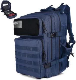Tactical Backpack - Military Molle Bag 3 Days Pack for men and Women Large Assault Rucksack 45L (Navy)