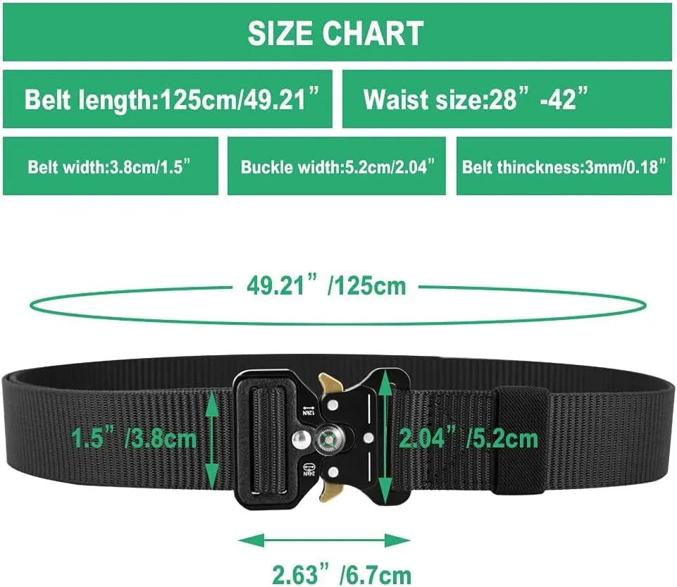 Tactical Belts for Men 4 Pack, Compass Military Web Belt, Heavy-Duty Quick-Release Metal Buckle Riggers Belt for Men
