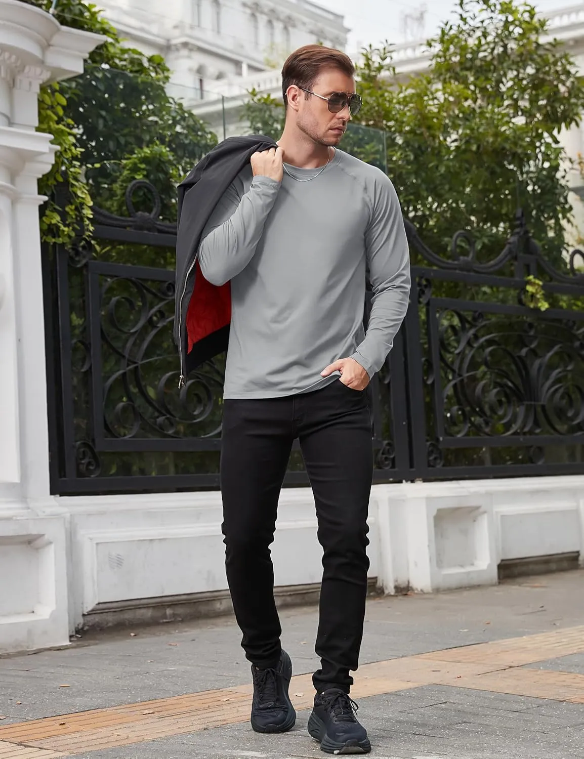 TACVASEN Mens Lightweight Thermal Shirt Fleece Lined Base Layer Long Sleeve Undershirts Crewneck Workout Tops