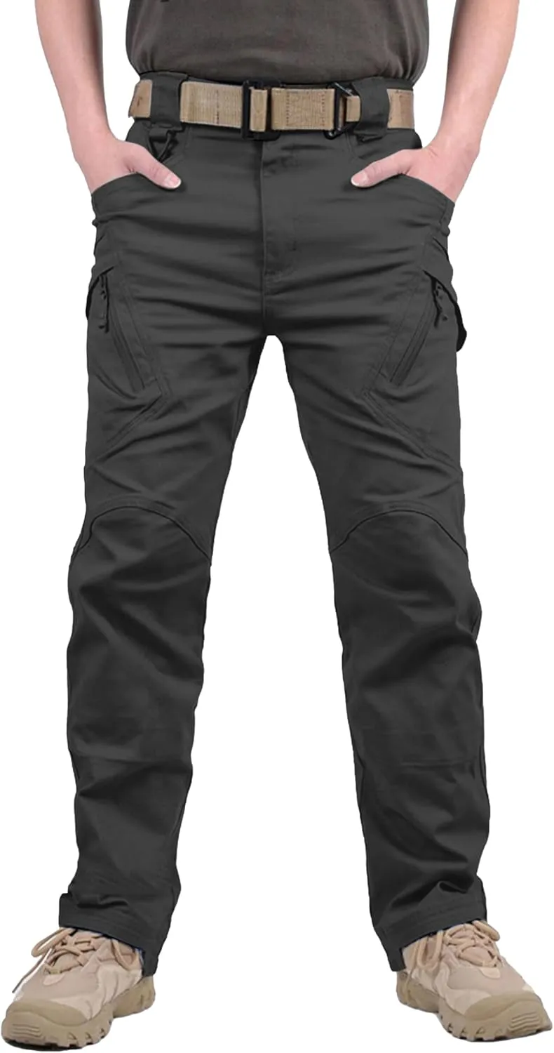 TACVASEN Men's Tactical Cargo Pants, Cotton 9 Pockets Work Pants, Stretch Hiking Pants, Lightweight Outdoor Workout Pant