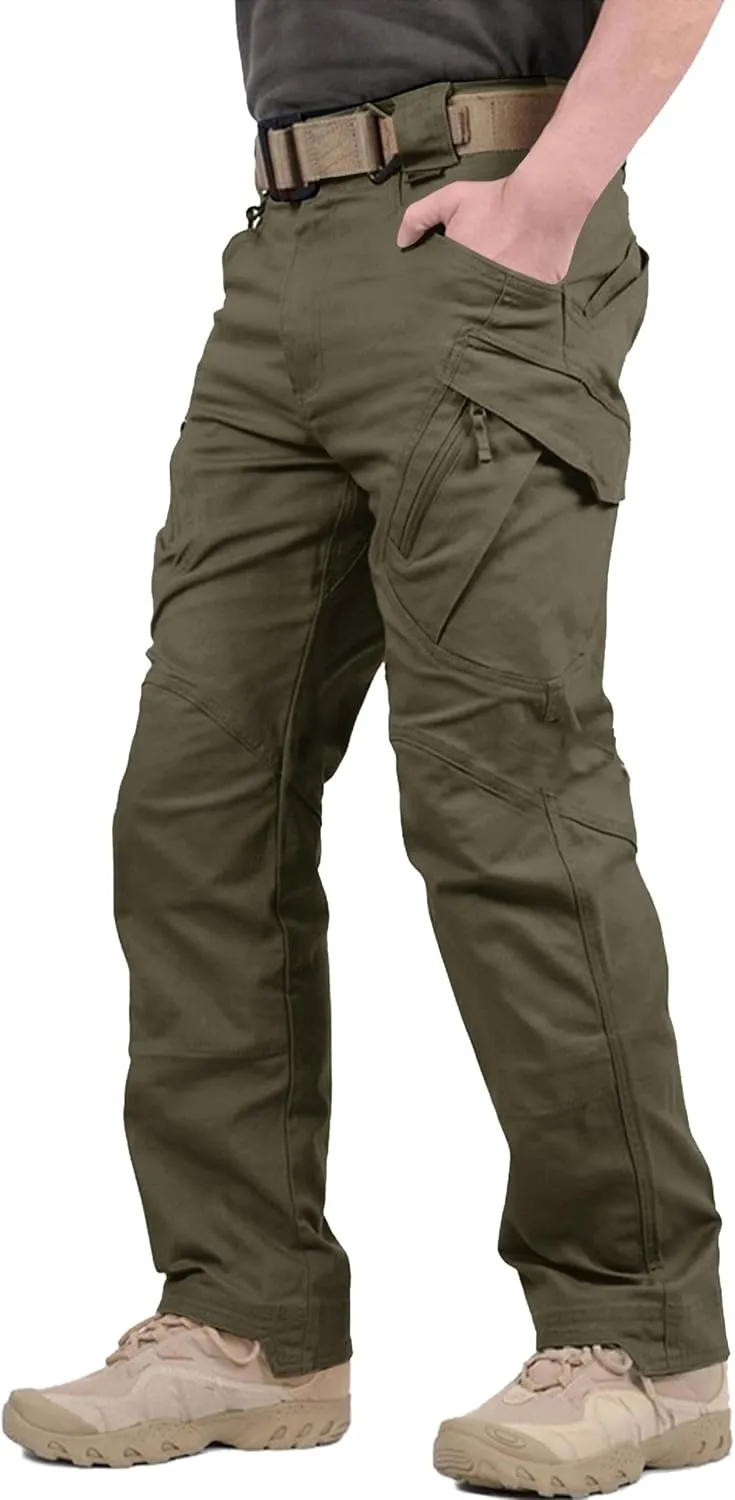 TACVASEN Men's Tactical Cargo Pants, Cotton 9 Pockets Work Pants, Stretch Hiking Pants, Lightweight Outdoor Workout Pant