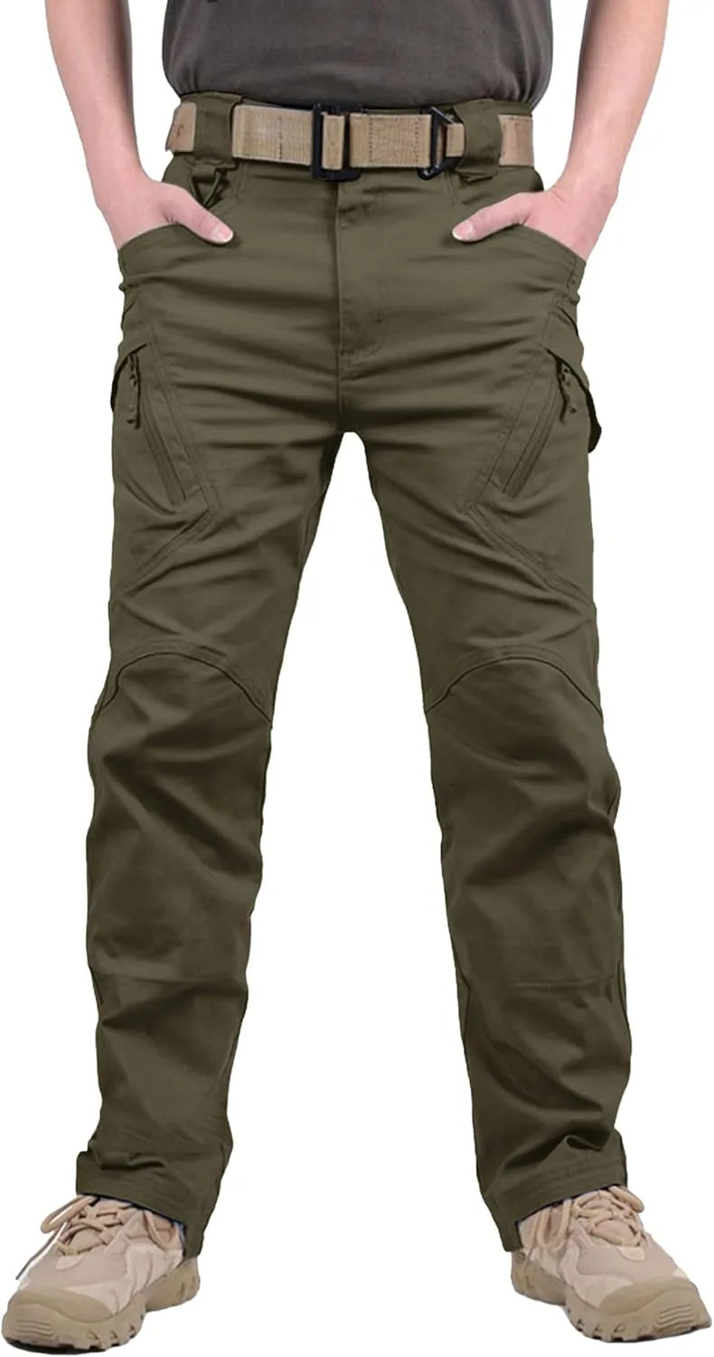 TACVASEN Men's Tactical Cargo Pants, Cotton 9 Pockets Work Pants, Stretch Hiking Pants, Lightweight Outdoor Workout Pant