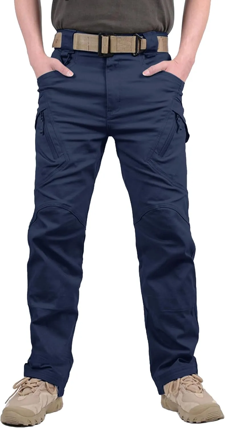 TACVASEN Men's Tactical Cargo Pants, Cotton 9 Pockets Work Pants, Stretch Hiking Pants, Lightweight Outdoor Workout Pant