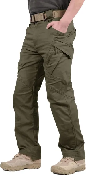 TACVASEN Men's Tactical Cargo Pants, Cotton 9 Pockets Work Pants, Stretch Hiking Pants, Lightweight Outdoor Workout Pant