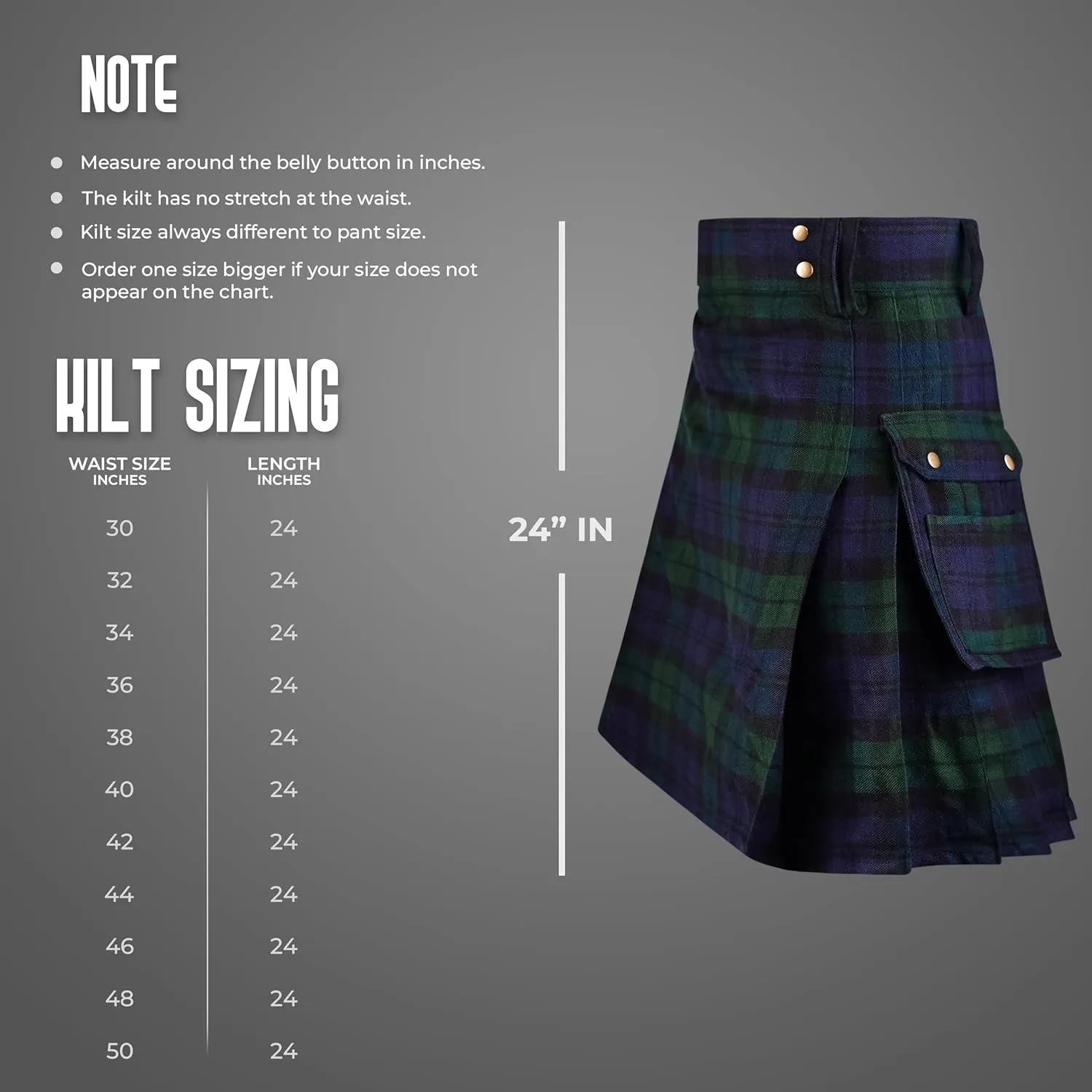 Tartan Utility Kilt for Men I 16oz Scottish Tartan Kilt 5 Yards Premium Acrylic Wool Kilts Traditional Mens Kilt