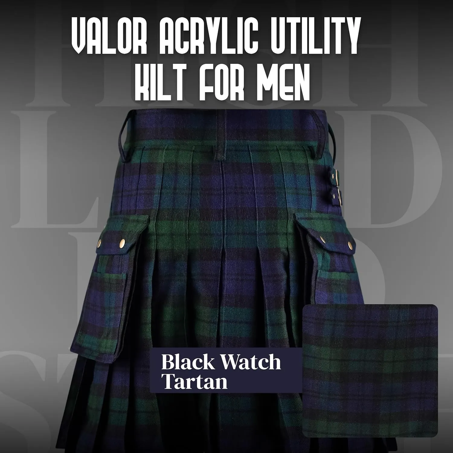 Tartan Utility Kilt for Men I 16oz Scottish Tartan Kilt 5 Yards Premium Acrylic Wool Kilts Traditional Mens Kilt