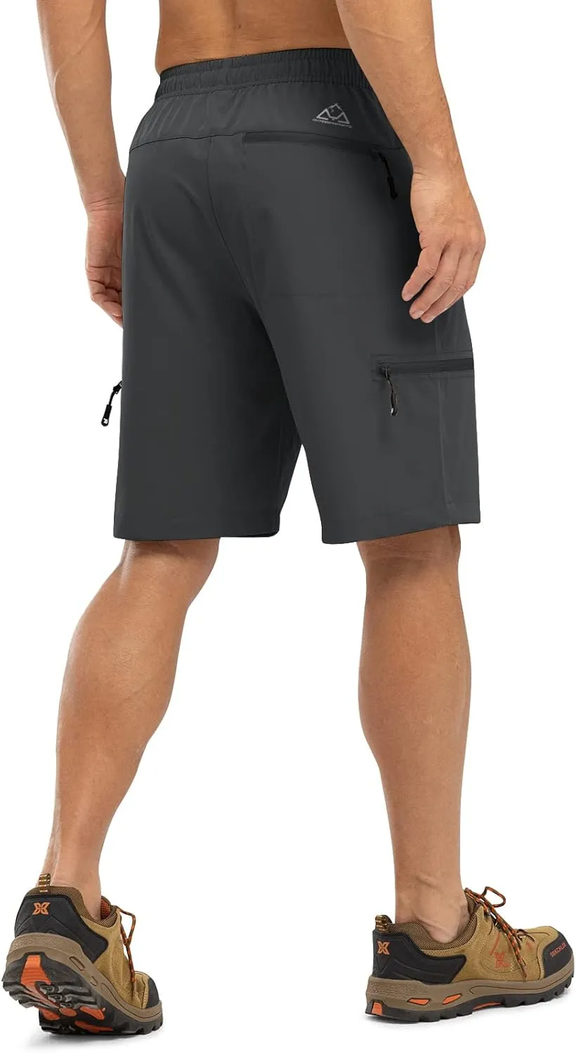 TBMPOY Men's Hiking Shorts with 5 Zip Pockets 9'' Lightweight Outdoor Work Athletic Travel Short for Men Casual Running