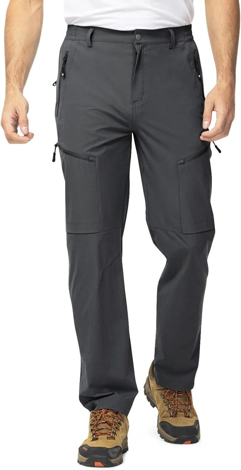TBMPOY Men's Lightweight Hiking Travel Pants 5 Zip Pockets Stretch Quick Dry Work Pant Cargo Outdoor Camping Fishing