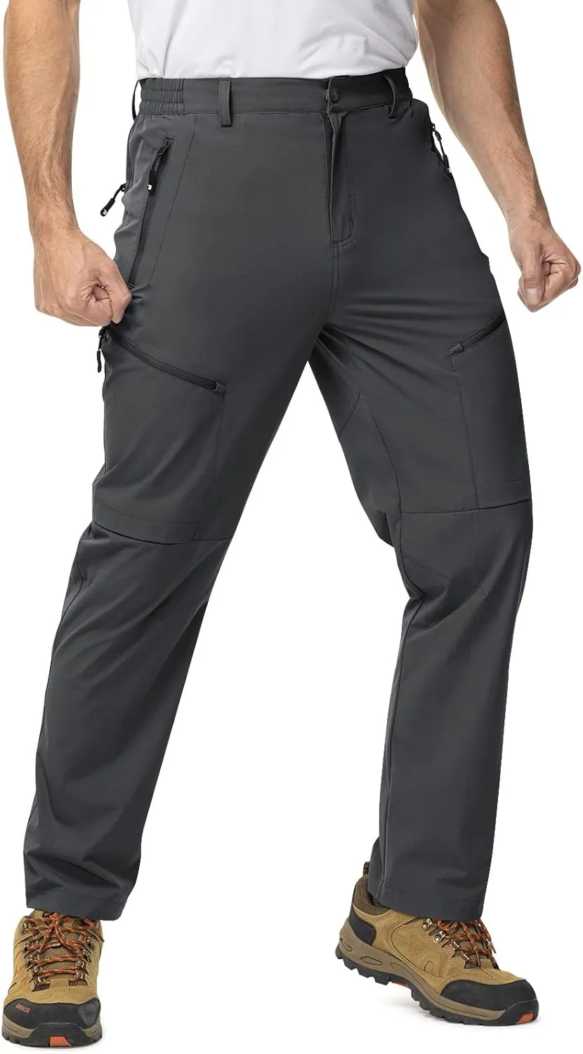 TBMPOY Men's Lightweight Hiking Travel Pants 5 Zip Pockets Stretch Quick Dry Work Pant Cargo Outdoor Camping Fishing