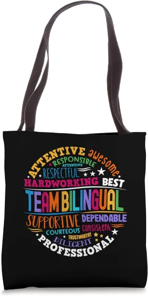 Team Bilingual Bilingues Language Teacher Back to School Tote Bag