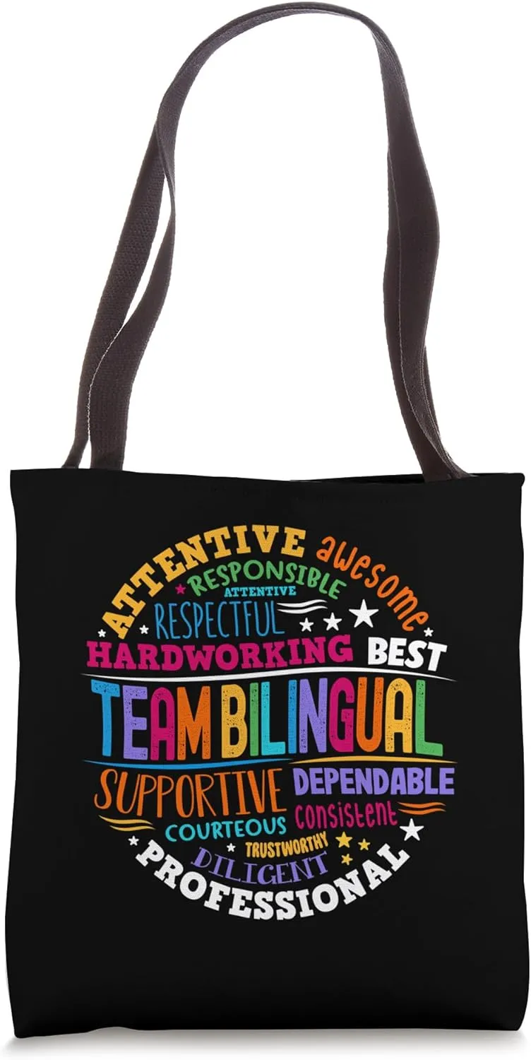 Team Bilingual Bilingues Language Teacher Back to School Tote Bag