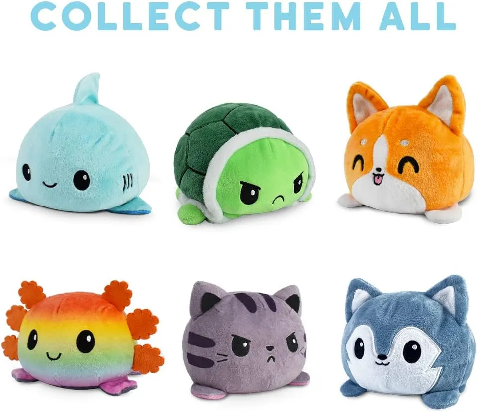 TeeTurtle - The Original Reversible Cat Plushie - Tuxedo - Cute Sensory Fidget Stuffed Animals That Show Your Mood