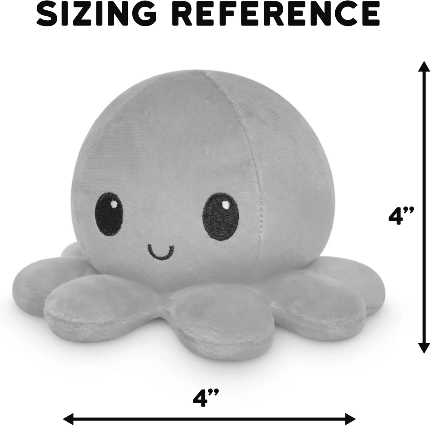 TeeTurtle - The Original Reversible Octopus Plushie - Angry Red   Rage Black - Cute Sensory Fidget Stuffed Animals That Show Your Mood, 4 inch