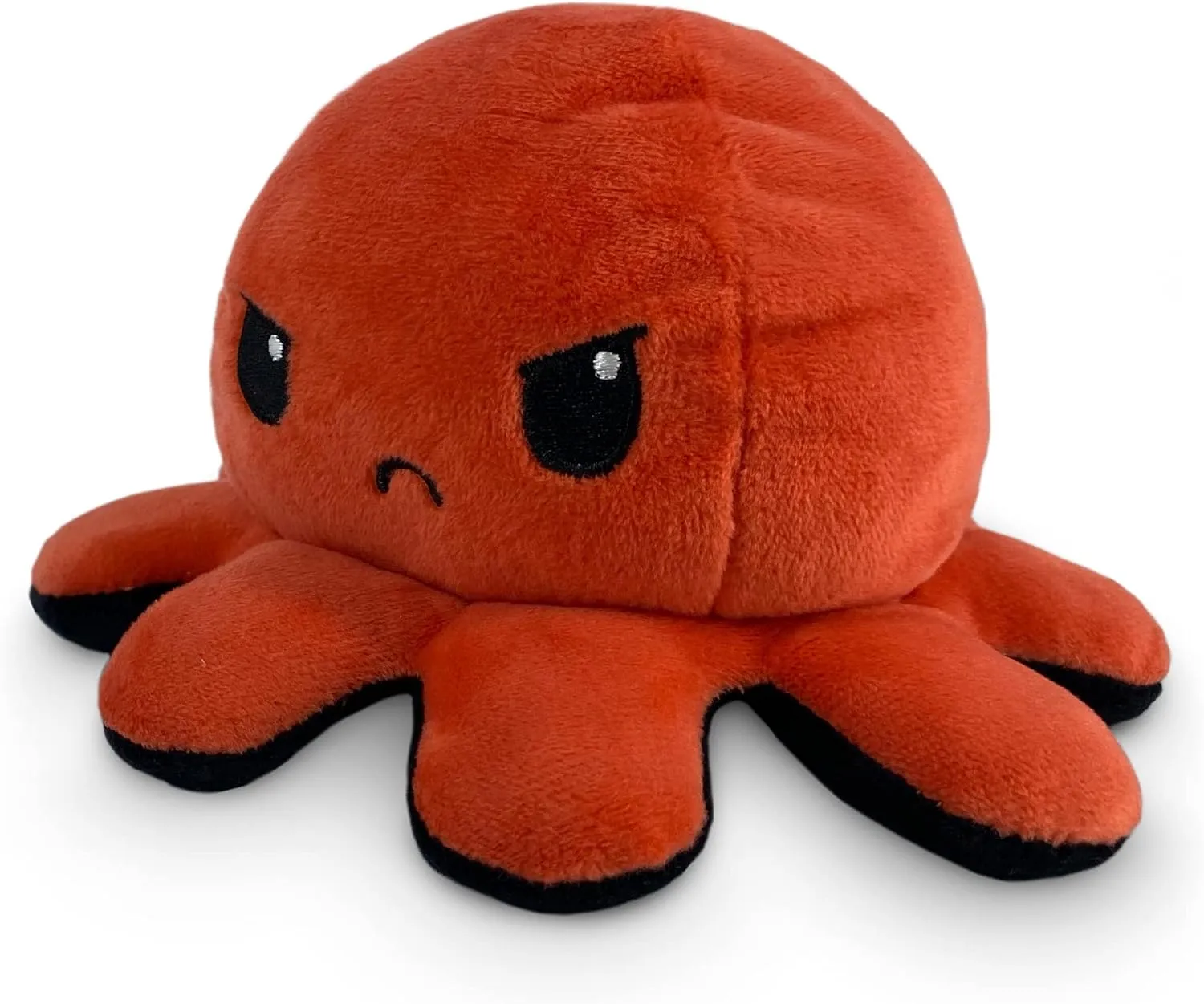 TeeTurtle - The Original Reversible Octopus Plushie - Angry Red   Rage Black - Cute Sensory Fidget Stuffed Animals That Show Your Mood, 4 inch