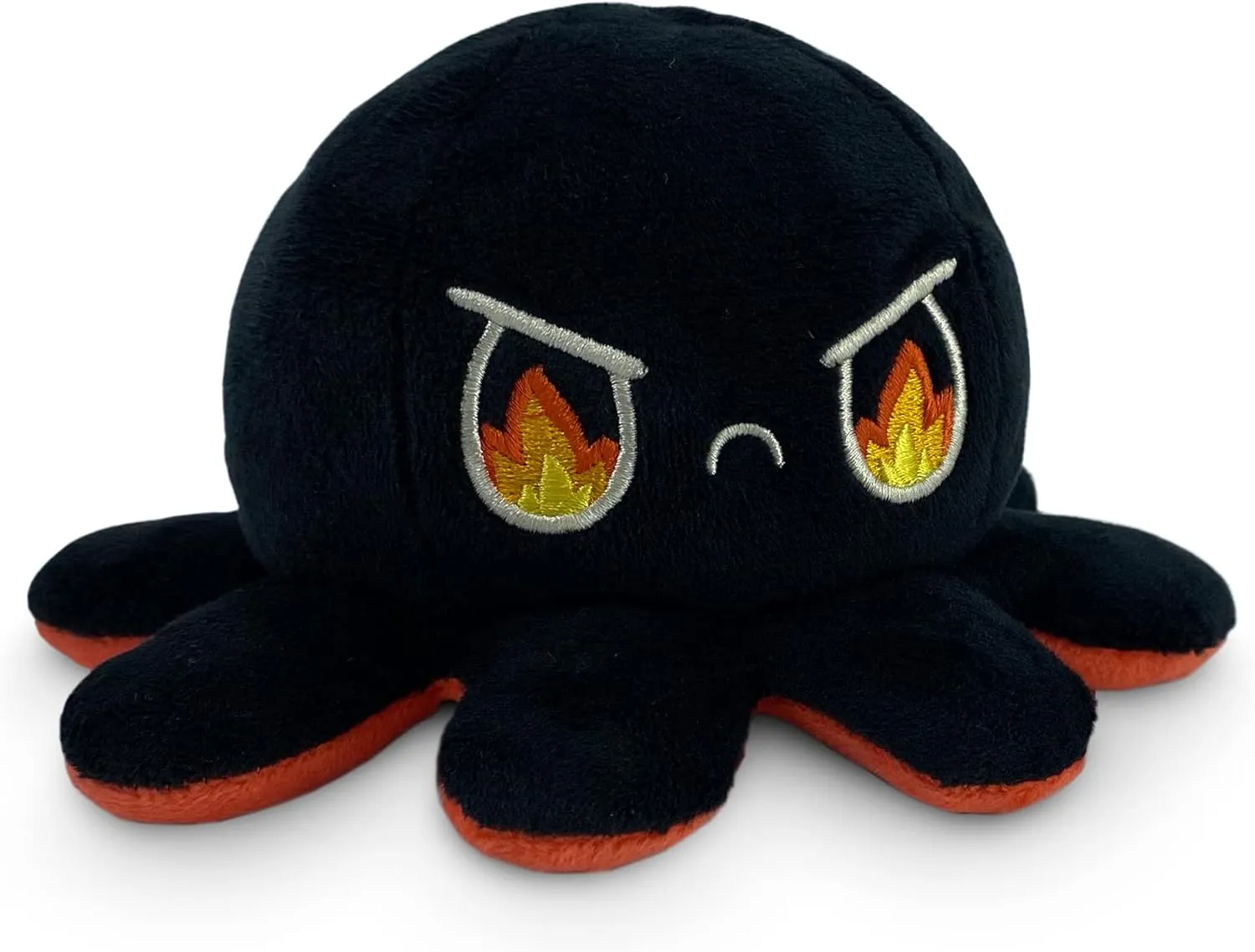 TeeTurtle - The Original Reversible Octopus Plushie - Angry Red   Rage Black - Cute Sensory Fidget Stuffed Animals That Show Your Mood, 4 inch
