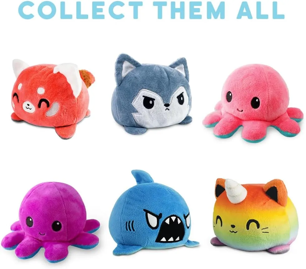 TeeTurtle - The Original Reversible Octopus Plushie - Glow in the Dark - Cute Sensory Fidget Stuffed Animals That Show Your Mood
