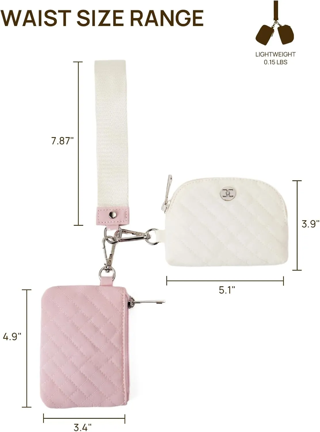 Telena Mini Zip Around Wristlet Wallets for Women Coin Purse Keychain Dual Pouch Wallet Beige Pink