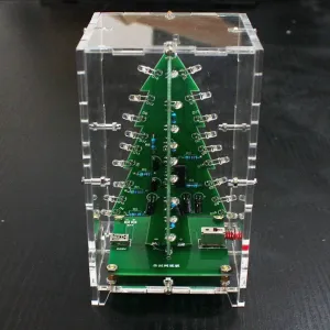 Three-Dimensional 3D Christmas Tree LED DIY Kit Red/Green/Yellow LED Flash Circuit Acrylic Kit for School Education lab Module