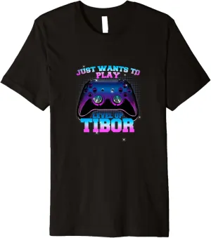 TIBOR - LEVEL UP with Controller: JUST WANTS TO PLAY Premium T-Shirt