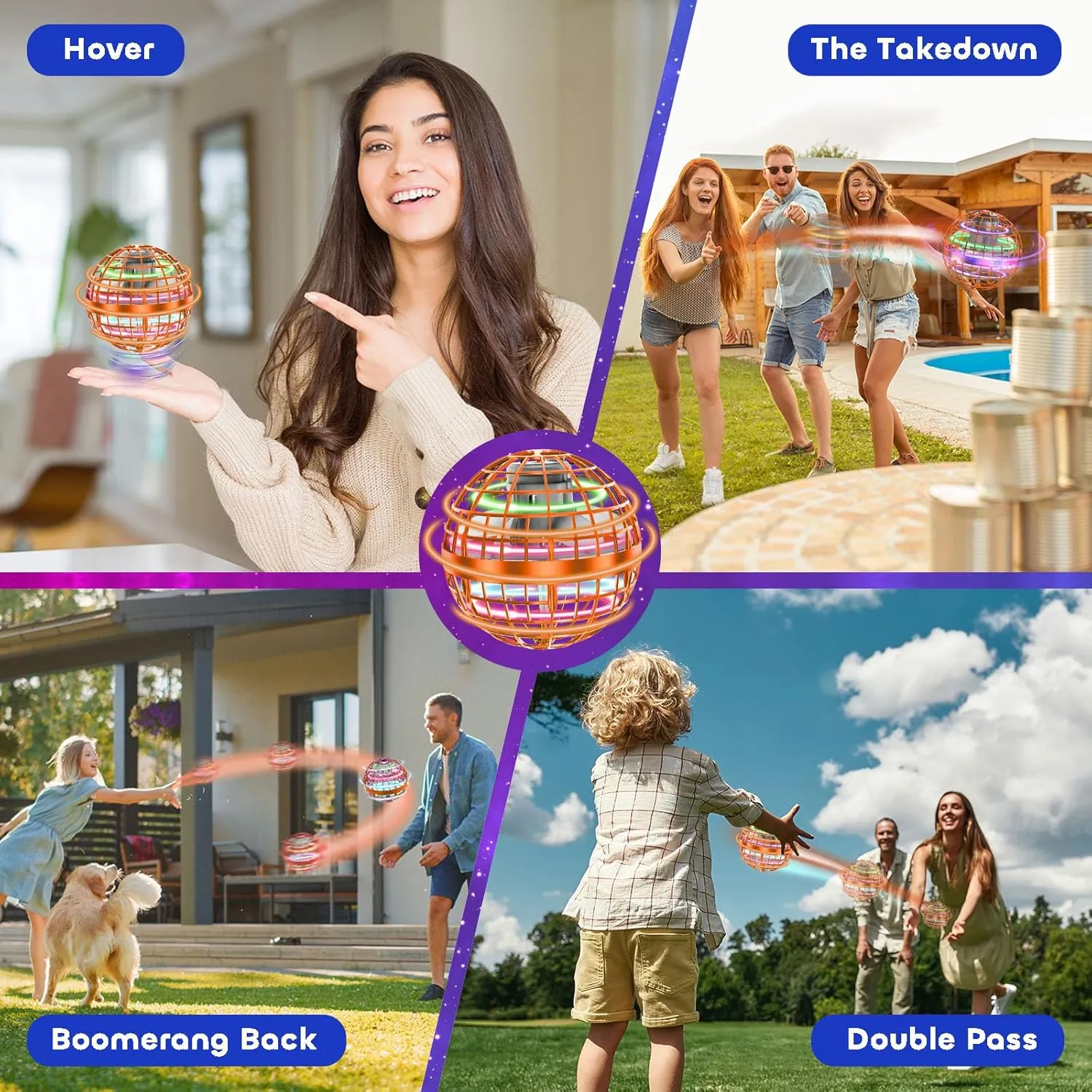 Tikduck Flying Orb Ball 2025 Toys Soaring Hover Boomerang Spinner Hand Controlled Mini Drone Cosmic Globe Spinning Kids Outdoor Fly Toy Birthday Gift Cool Stuff for Boys Girls 6 7 8 9 10  Year Old