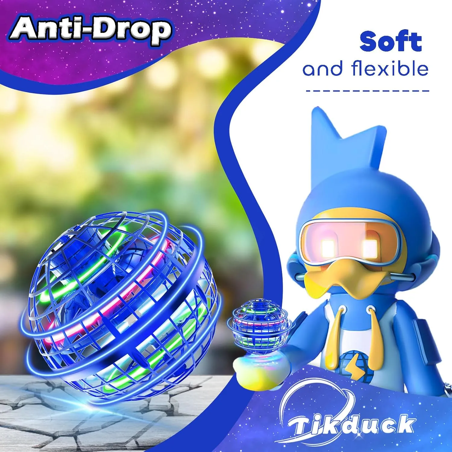 Tikduck Flying Orb Ball 2025 Toys Soaring Hover Pro Boomerang Galactic Fidget Cool Magic Hand Controlled Mini Drone Cosmic Globe Spinner Safe for 6 7 8 9 10  Year Old Kids Outdoor Toys (Blue)
