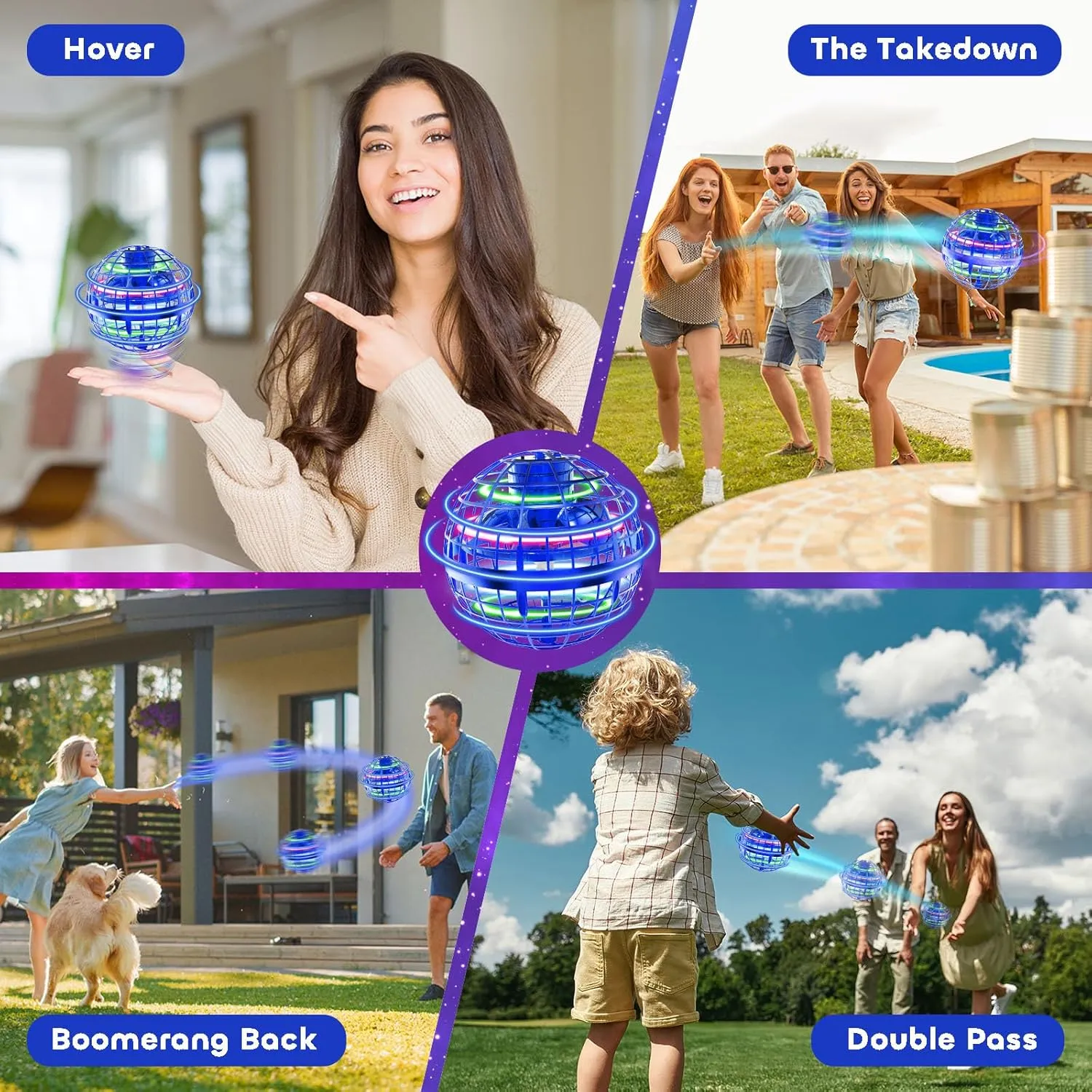 Tikduck Flying Orb Ball 2025 Toys Soaring Hover Pro Boomerang Galactic Fidget Cool Magic Hand Controlled Mini Drone Cosmic Globe Spinner Safe for 6 7 8 9 10  Year Old Kids Outdoor Toys (Blue)