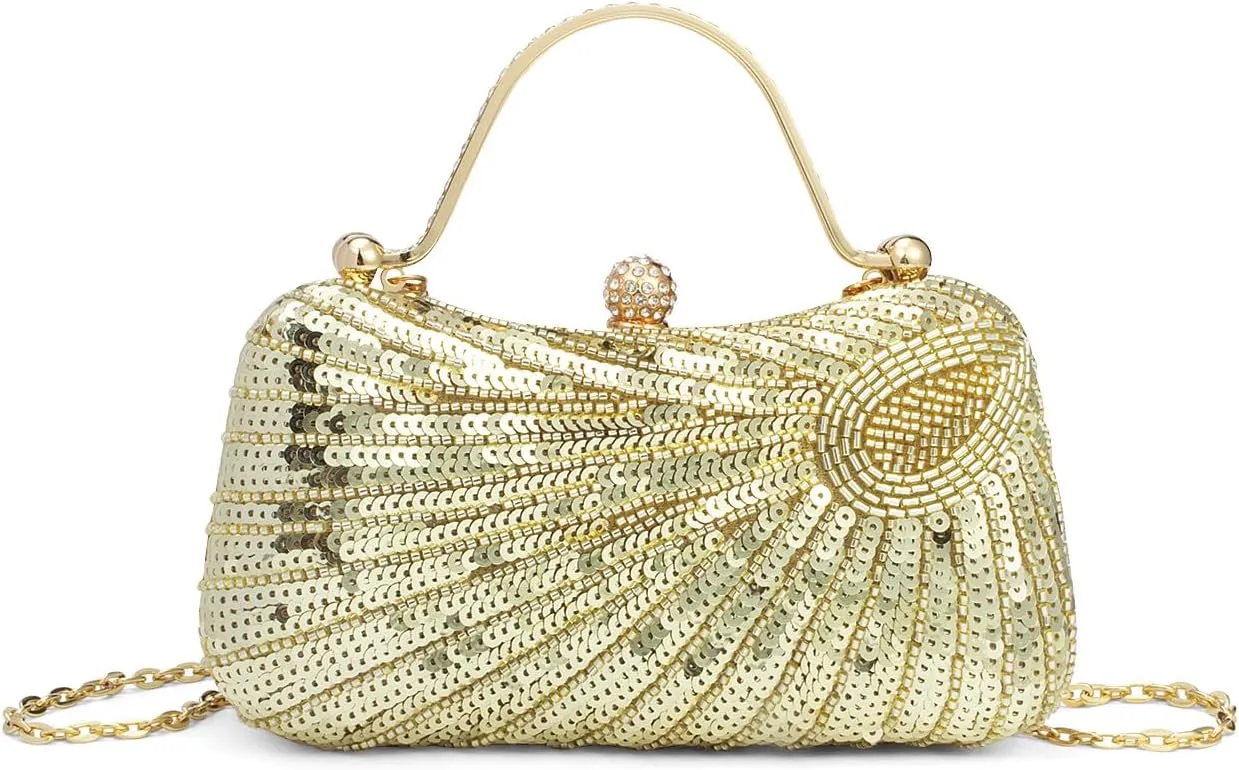 Tmore Beaded Purse Peacock Evening Bags for Women Formal with Bling Sequin Clutch Purse for Wedding Prom Party Handbag
