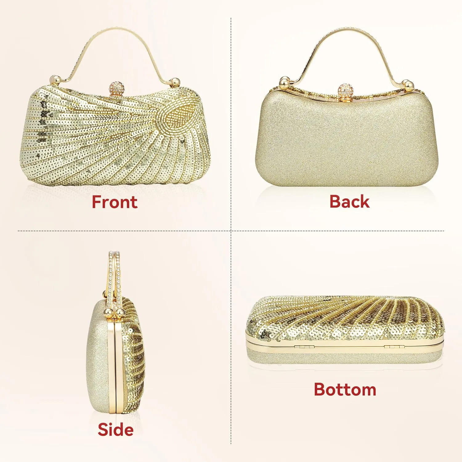 Tmore Beaded Purse Peacock Evening Bags for Women Formal with Bling Sequin Clutch Purse for Wedding Prom Party Handbag