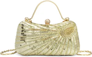 Tmore Beaded Purse Peacock Evening Bags for Women Formal with Bling Sequin Clutch Purse for Wedding Prom Party Handbag