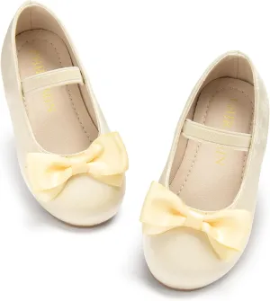 Toddler Flower Girl Dress Shoes - Little Girl Ballet Flats Bow Wedding Party