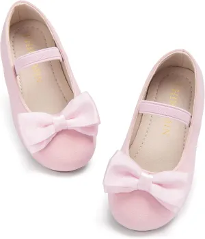 Toddler Flower Girl Dress Shoes - Little Girl Ballet Flats Bow Wedding Party