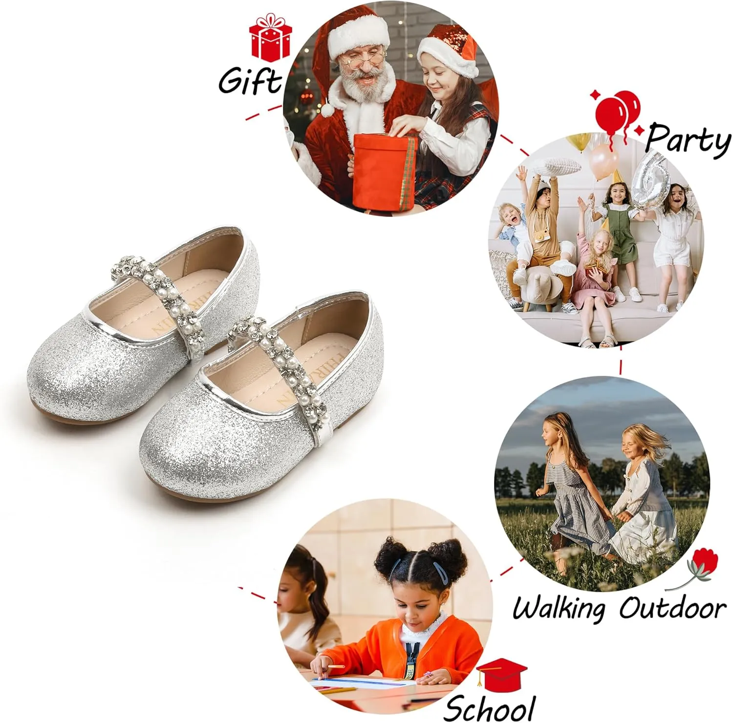 Toddler Flower Girl Dress Shoes - Little Girl Ballet Flats for Wedding Party