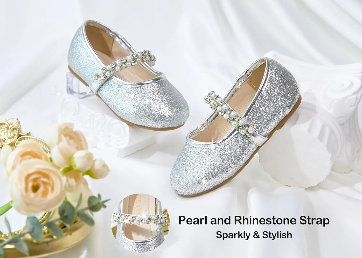 Toddler Flower Girl Dress Shoes - Little Girl Ballet Flats for Wedding Party
