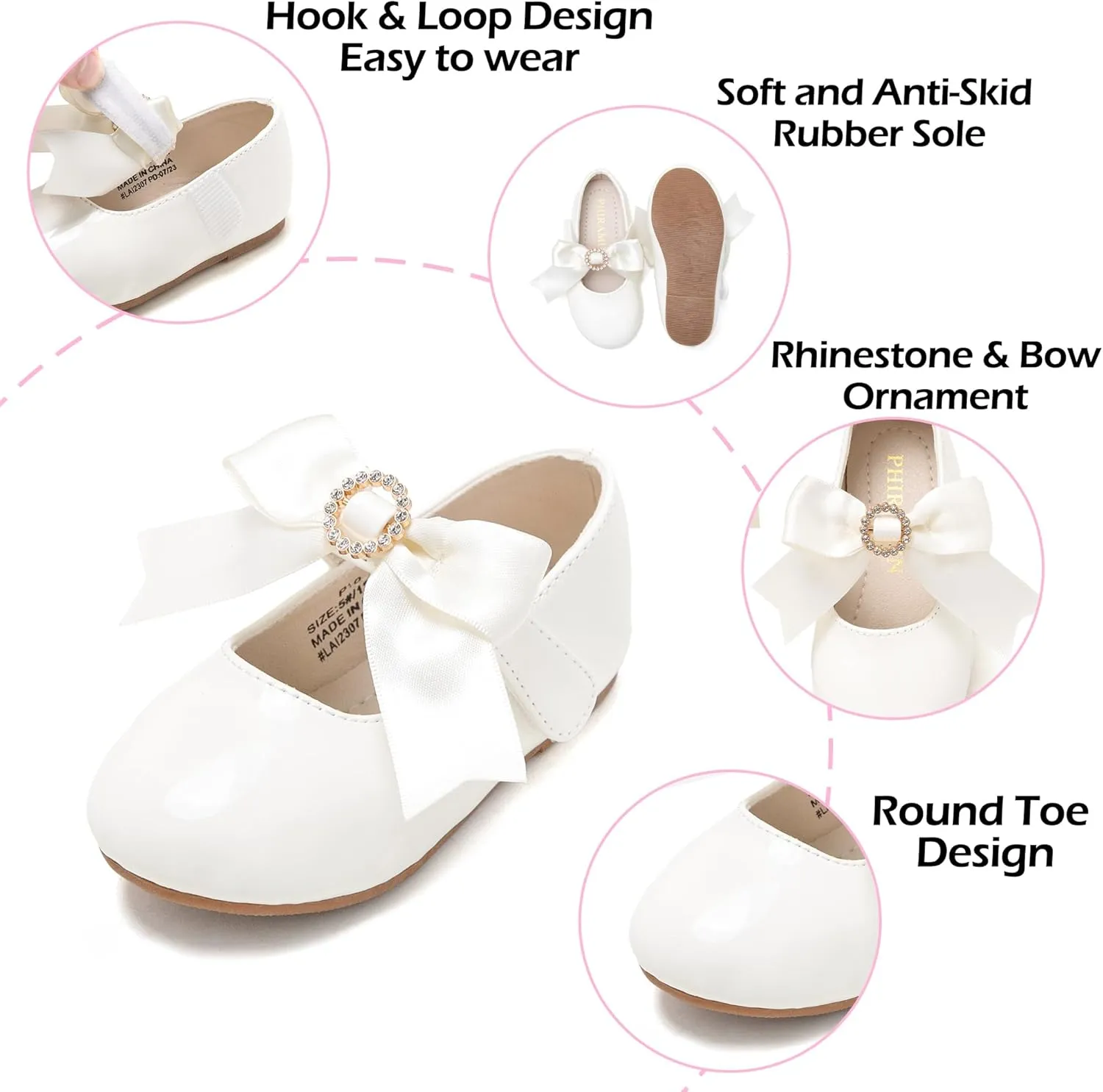 Toddler Flower Girl Dress Shoes - Little Girl Mary Janes Flats Wedding