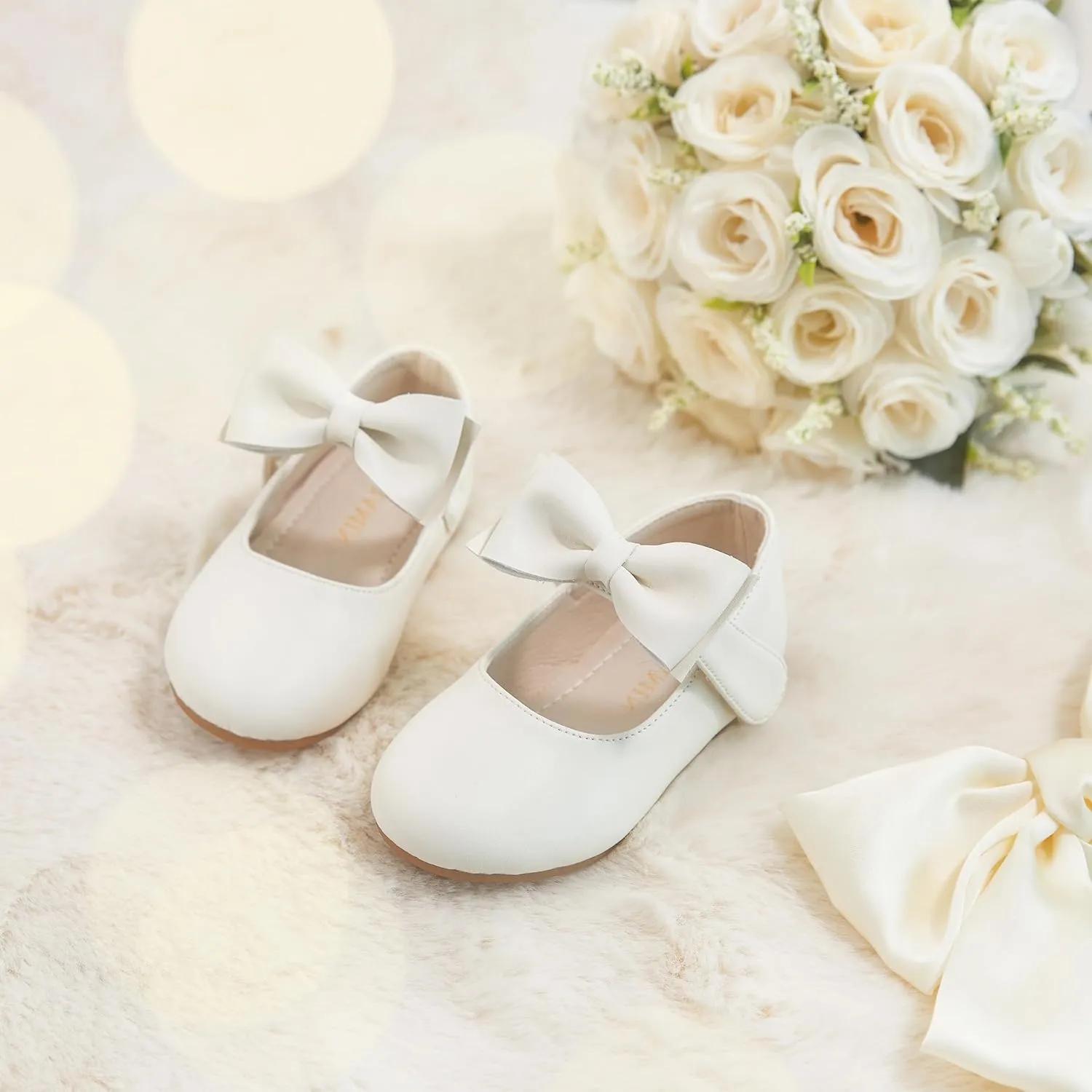 Toddler Flower Girl Dress Shoes - Little Girl Mary Janes Flats Wedding