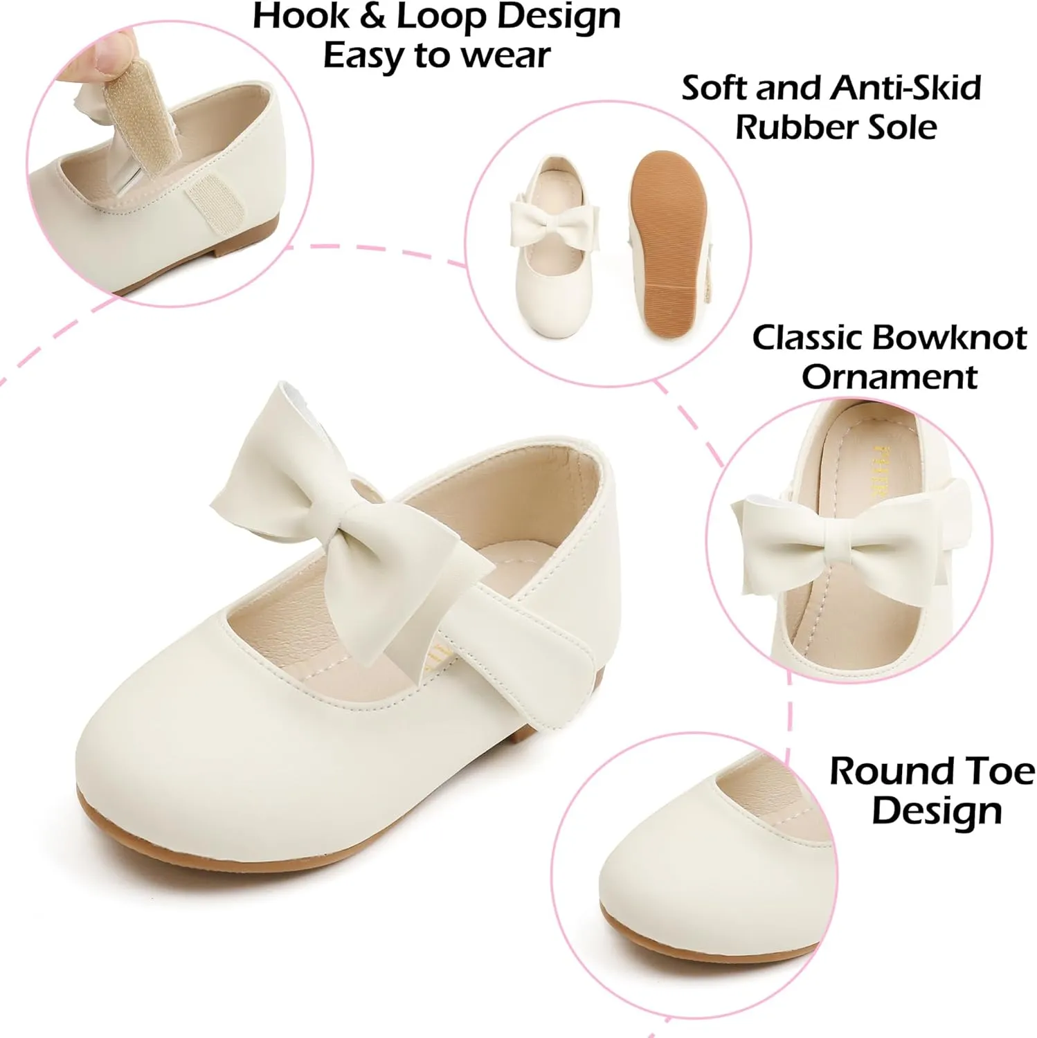 Toddler Flower Girl Dress Shoes - Little Girl Mary Janes Flats Wedding