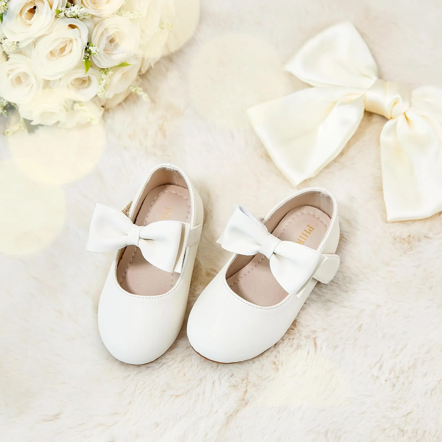 Toddler Flower Girl Dress Shoes - Little Girl Mary Janes Flats Wedding