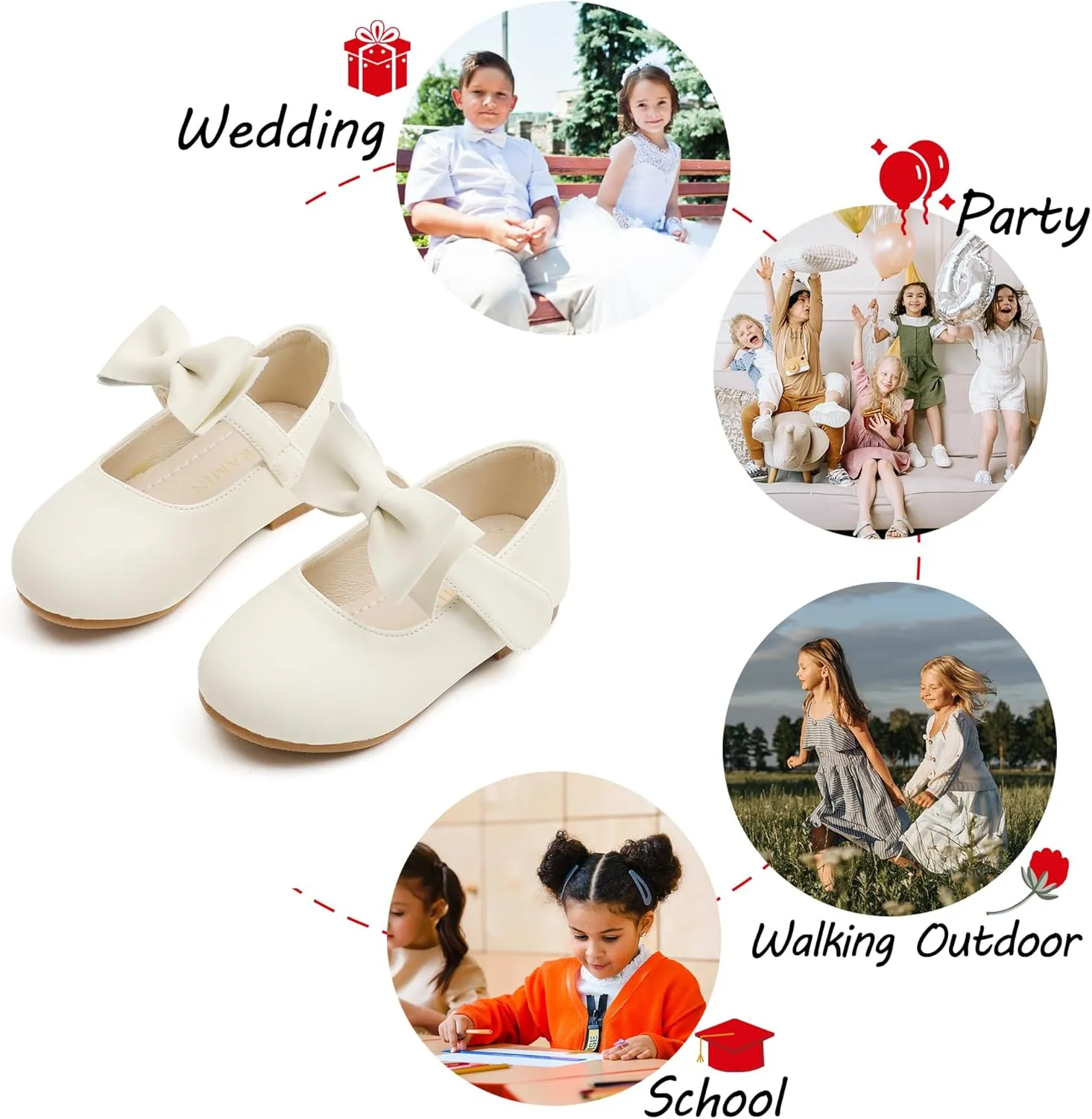 Toddler Flower Girl Dress Shoes - Little Girl Mary Janes Flats Wedding