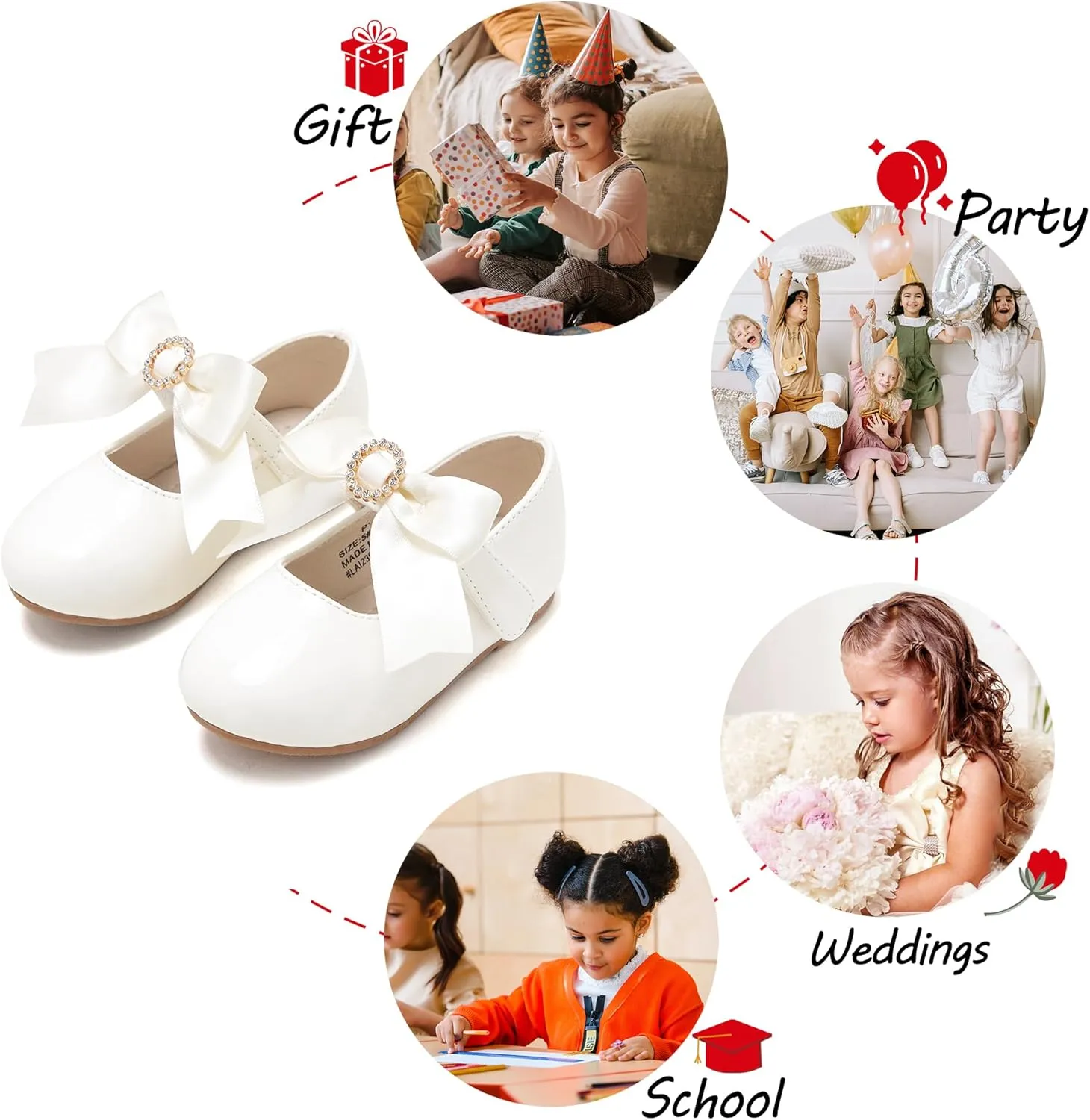 Toddler Flower Girl Dress Shoes - Little Girl Mary Janes Flats Wedding