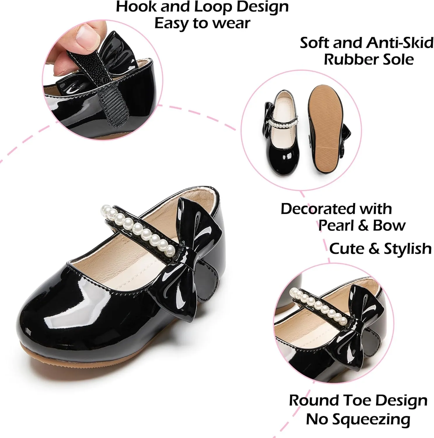 Toddler Flower Girl Dress Shoes - Little Girl Mary Janes for Wedding Party