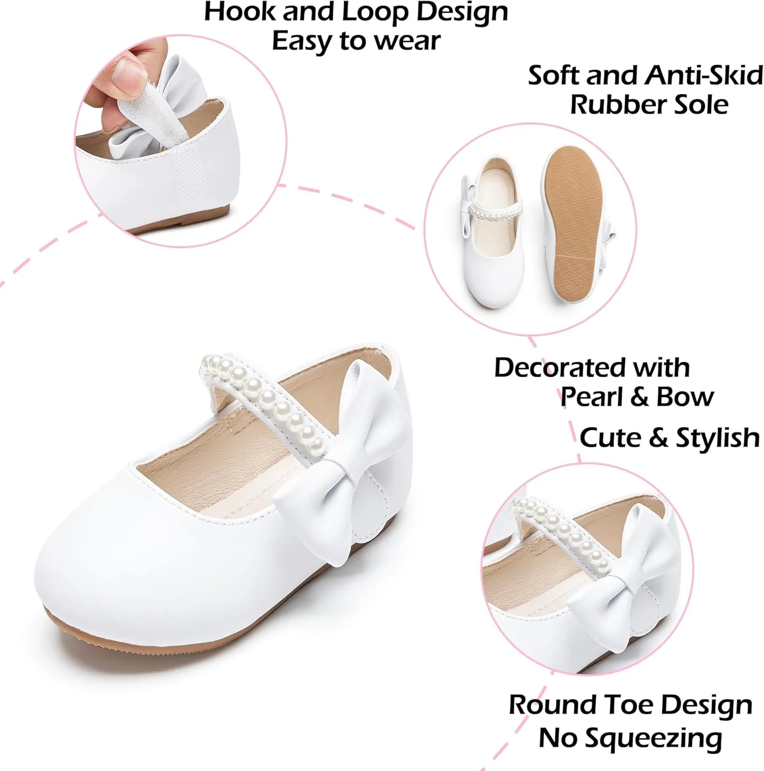 Toddler Flower Girl Dress Shoes - Little Girl Mary Janes for Wedding Party