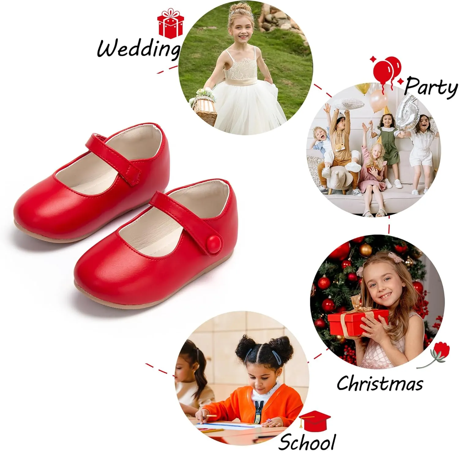 Toddler Flower Girl Dress Shoes - Little Girl Mary Janes for Wedding Party