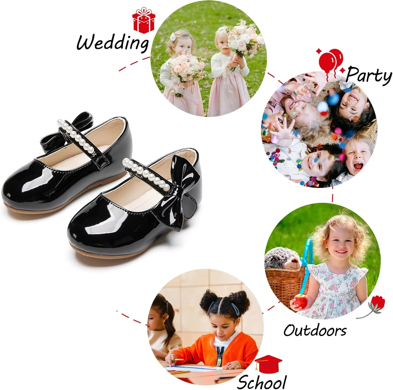 Toddler Flower Girl Dress Shoes - Little Girl Mary Janes for Wedding Party