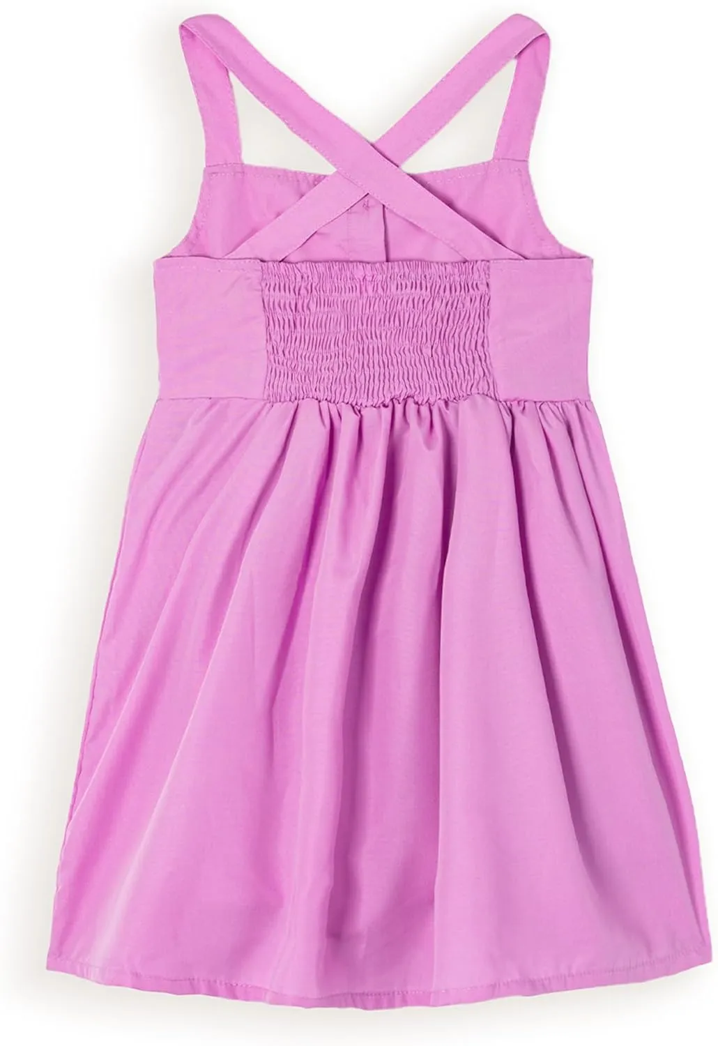Toddler Girls Dresses Casual Back School Sleeveless Cross Straps Cutout Lined Elastic Waist Pattern Applique