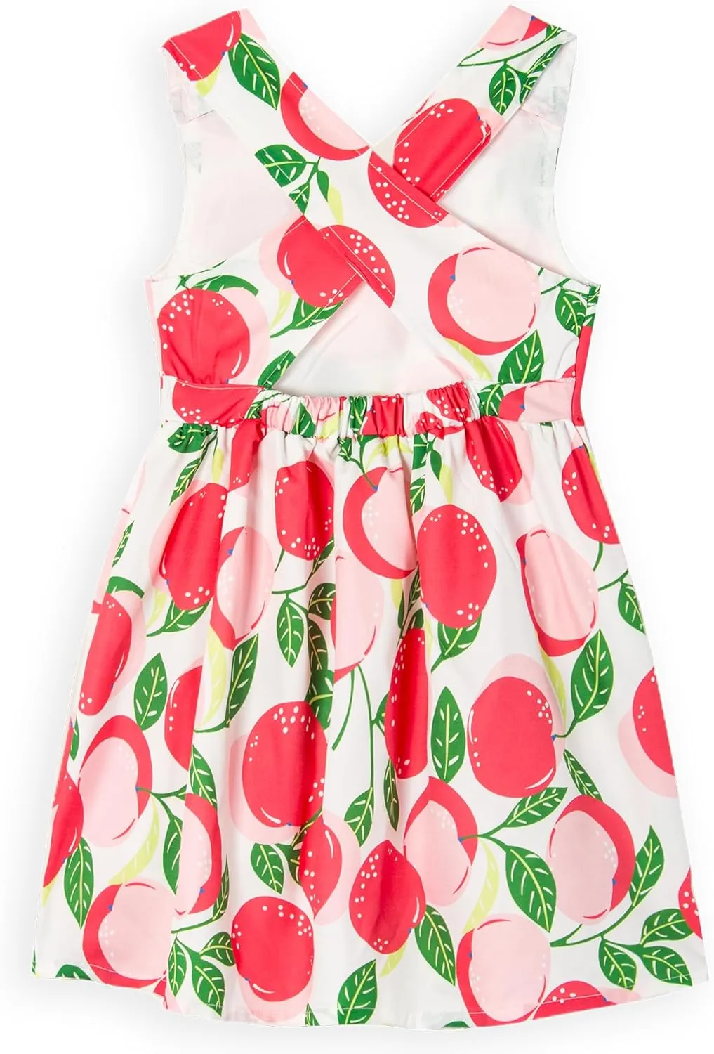 Toddler Girls Dresses Casual Back School Sleeveless Cross Straps Cutout Lined Elastic Waist Pattern Applique