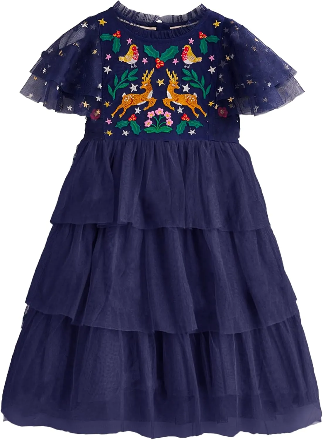 Toddler Girls Dresses Casual Back School Sleeveless Cross Straps Cutout Lined Elastic Waist Pattern Applique
