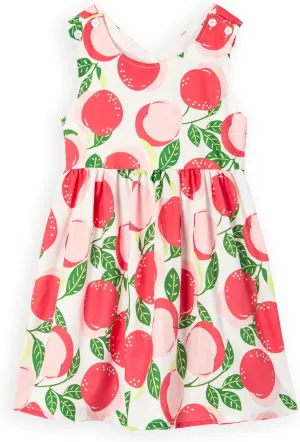 Toddler Girls Dresses Casual Back School Sleeveless Cross Straps Cutout Lined Elastic Waist Pattern Applique