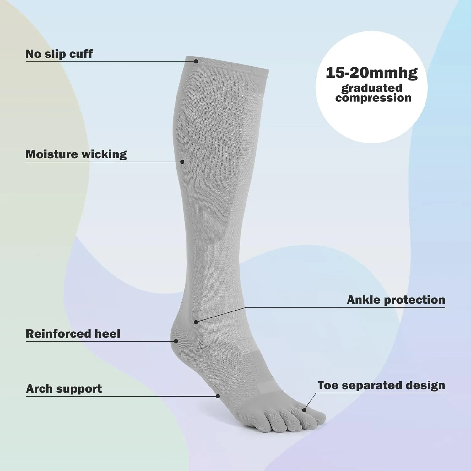 Toe Socks Compression Socks for Women & Men Knee High Socks Graduated Support for Running,Nurses,Flight
