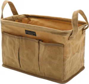 Tool Pouch, Heavy Duty 16oz Waxed Canvas Tool Bag, Rectangle Foldable Open Top Tool Bags with Handles, 7 Pockets | 13.8 x 7.8 x 7.8 Inches